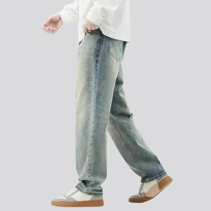 Light retro sanded jeans for men