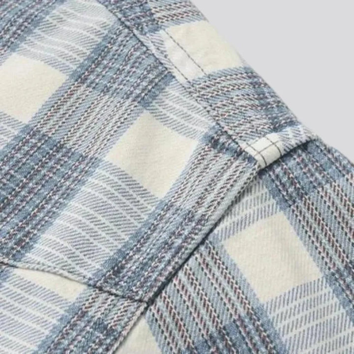 Casual checkered soft men's jean shirt