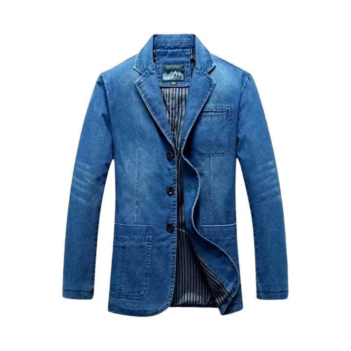 Casual Slim-fit Men's Denim Blazer - Light Blue