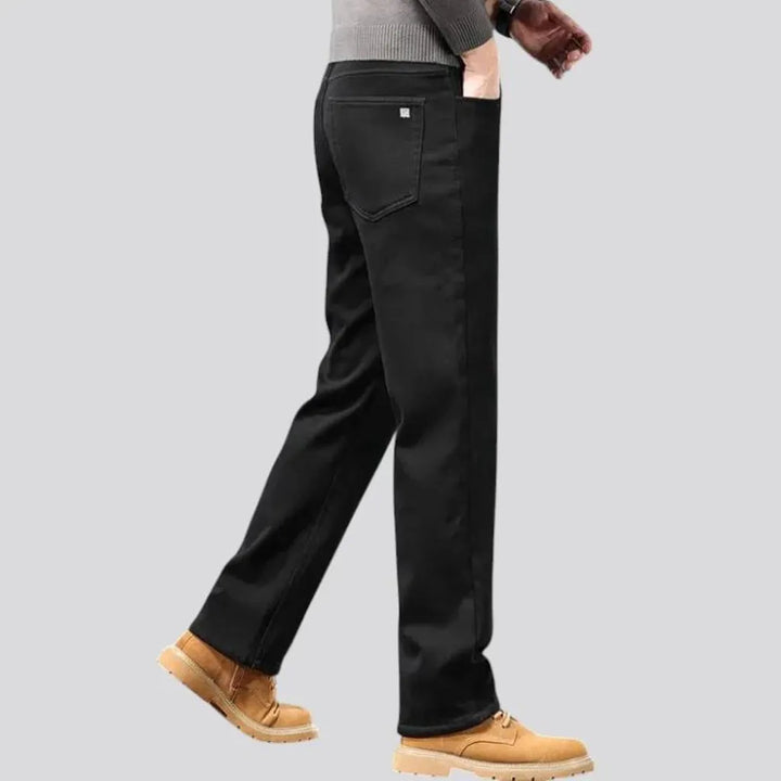 Classic single color mid-rise men's jeans