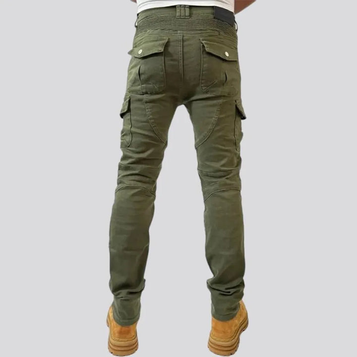 High-waist men's motorcycle jeans