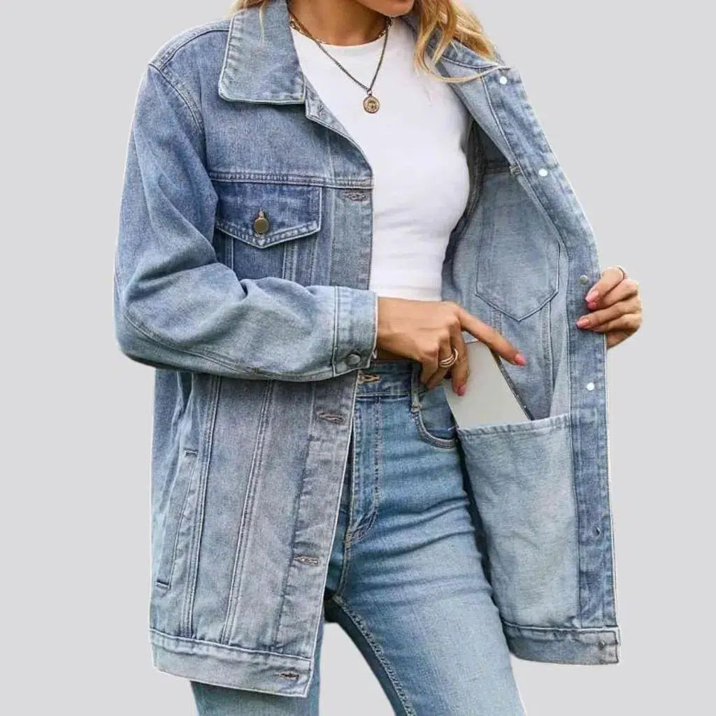 Vintage stonewashed denim jacket for women