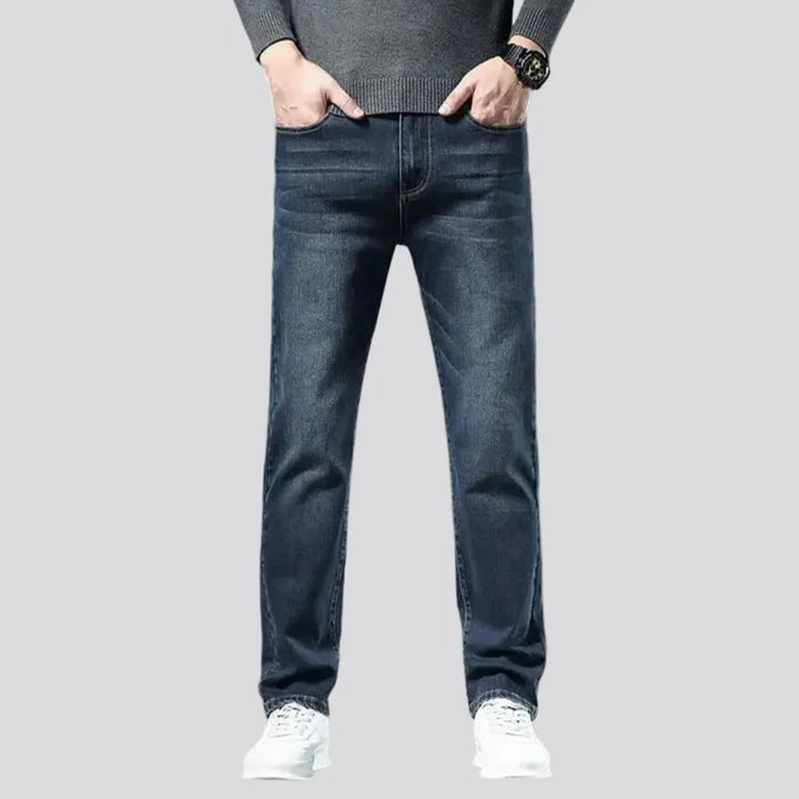 Casual style elastic high rise men's jeans