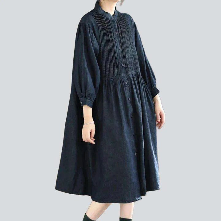 Stonewashed caftan style denim dress