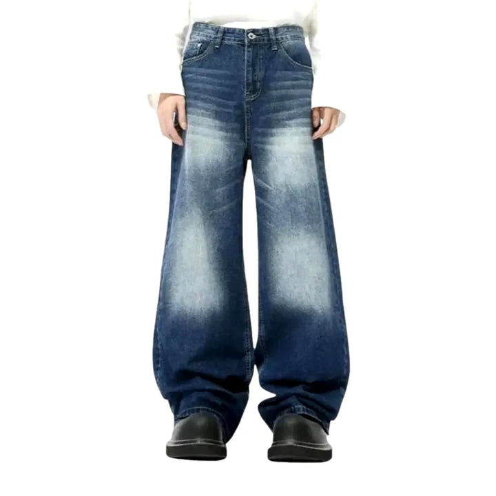 Baggy Mid-waist 90s Style Men's Jeans - Blue