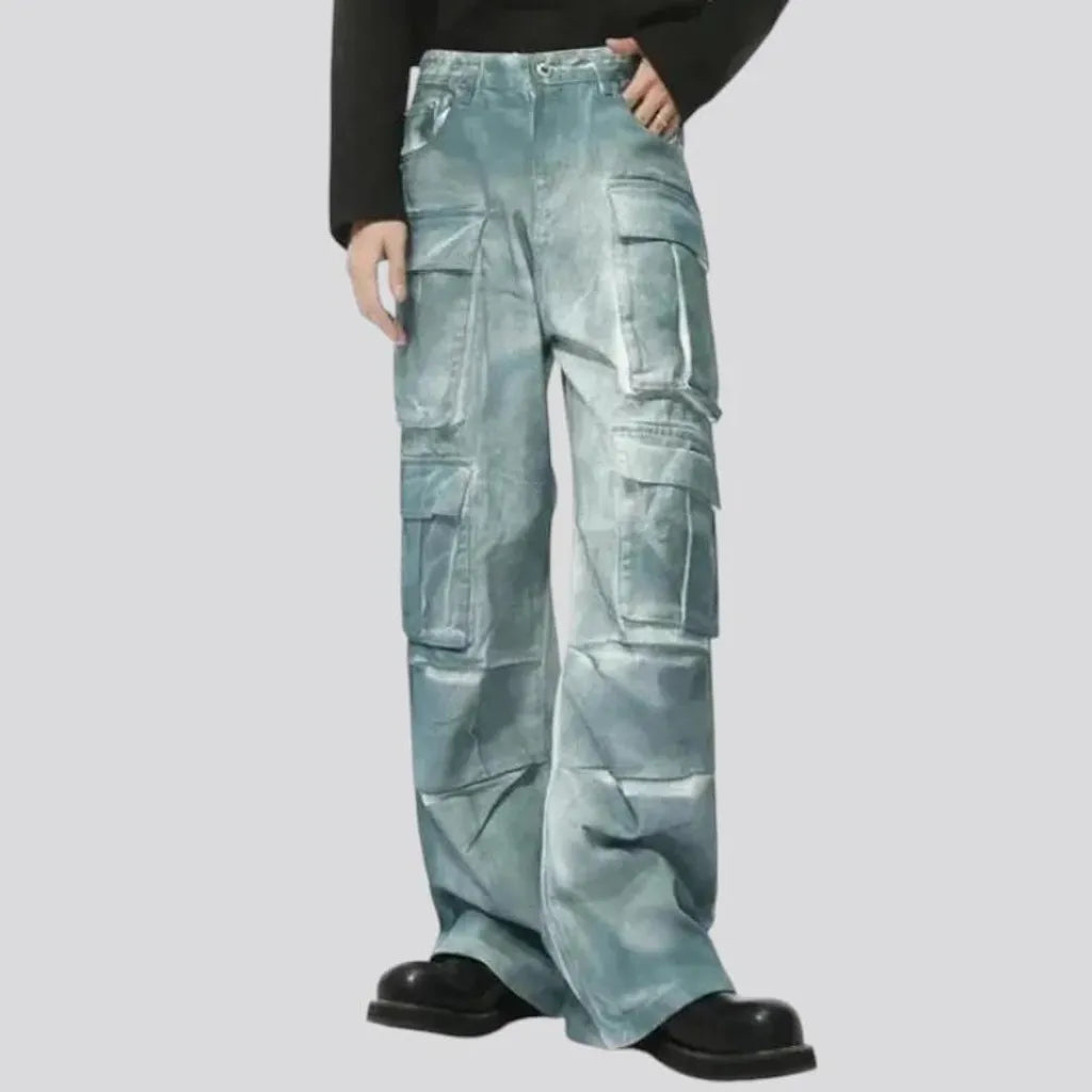 Mid-rise baggy boho men's denim pants