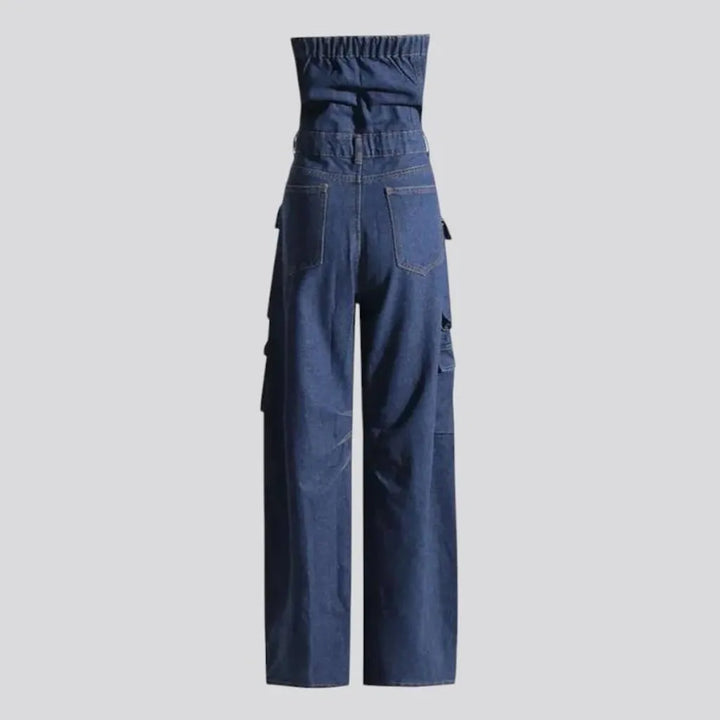 Boho style women's denim jumpsuit