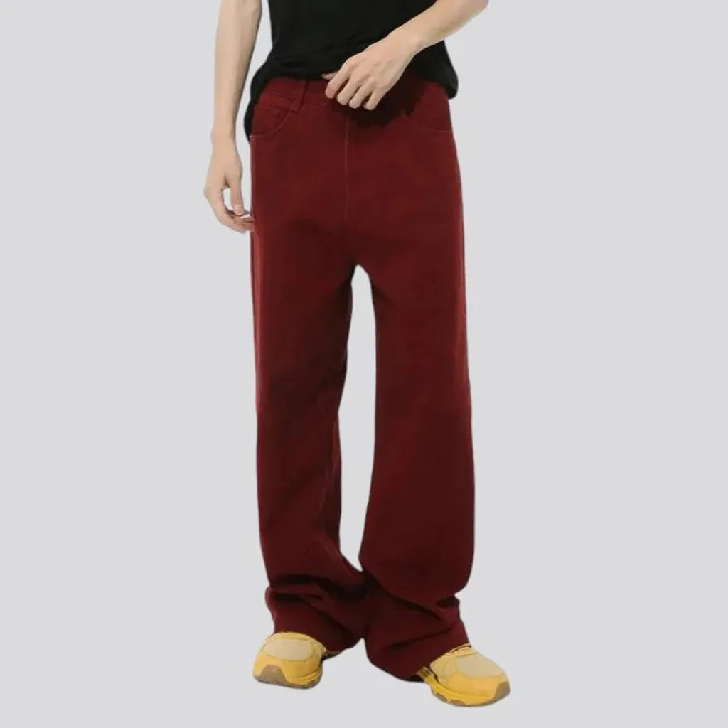 Colorful street style mid rise men's denim pants