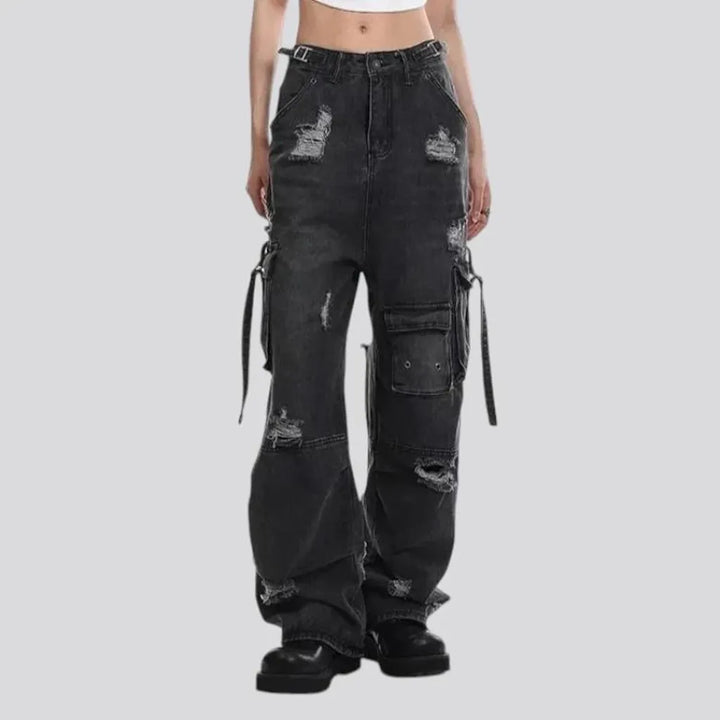 Baggy distressed grunge jeans for ladies