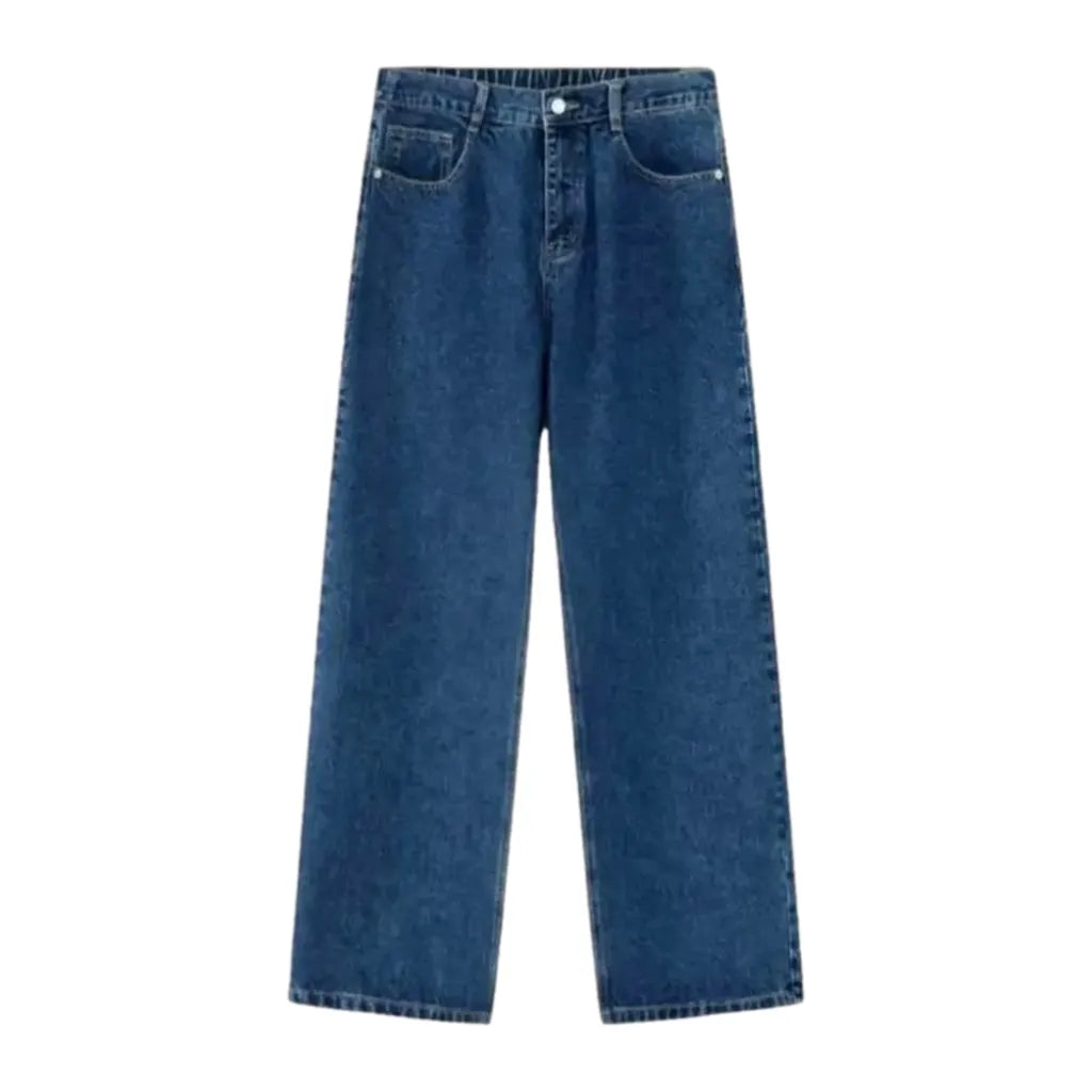 Monochrome Boho Style Men's Jeans - Blue