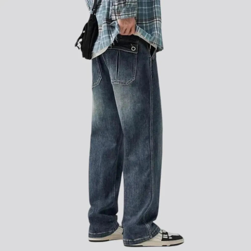 Sanded vintage baggy fit men's jeans