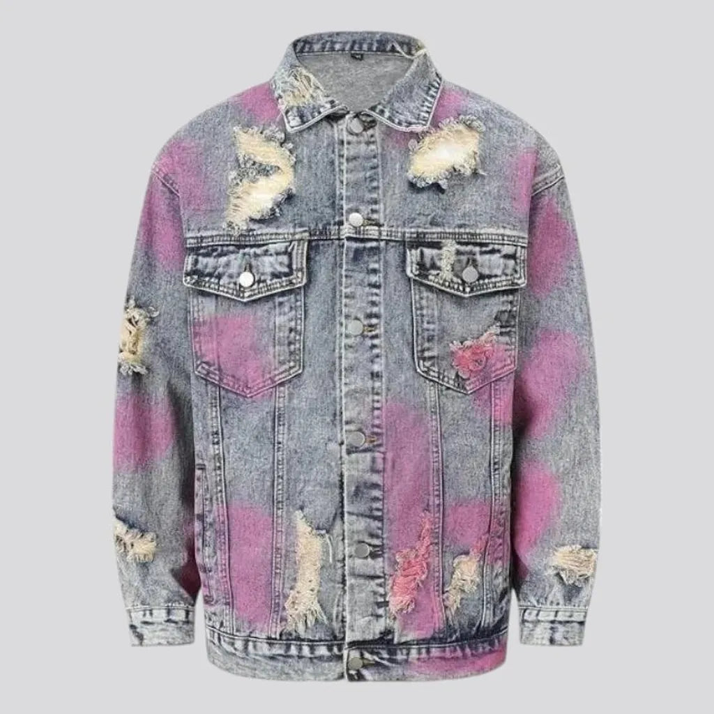 Vintage painted grunge men's denim jacket