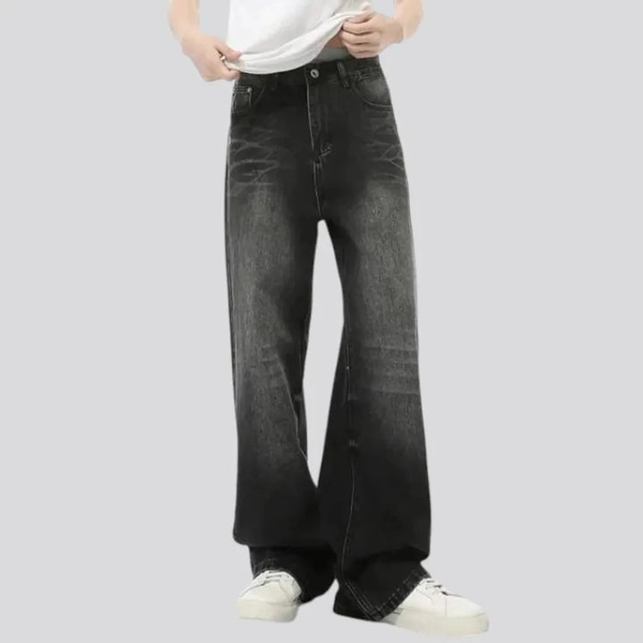 Whiskered baggy men's jeans