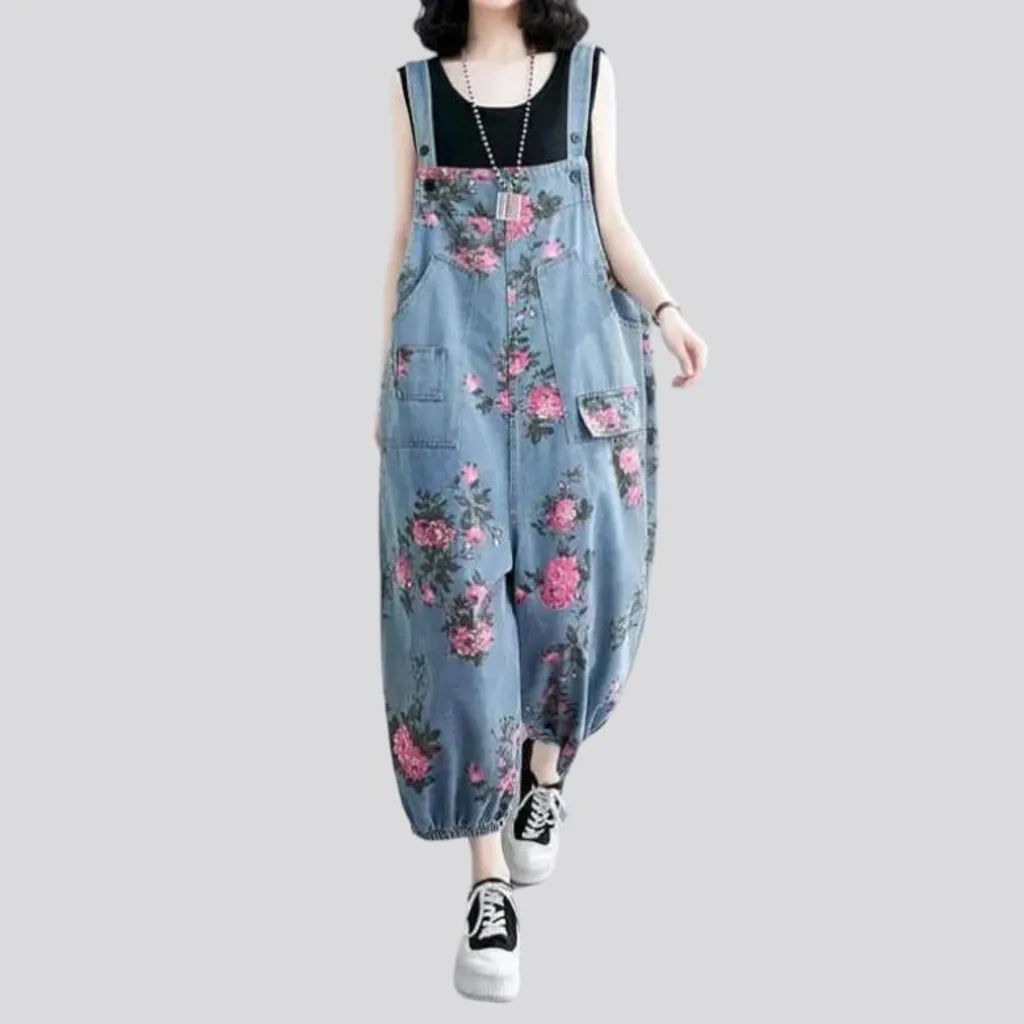 Floral women's jeans overall