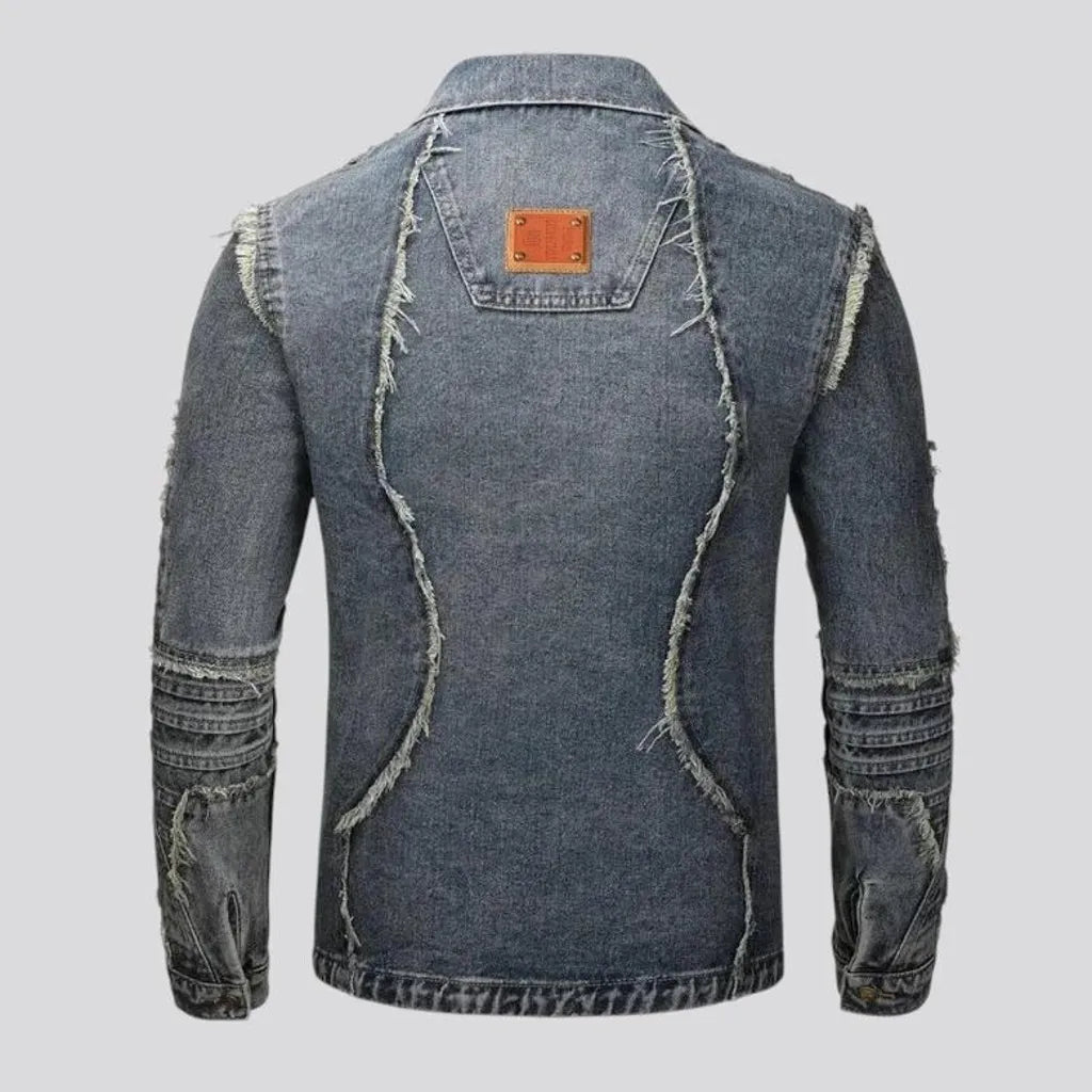 Slim-fit embroidered men's denim jacket