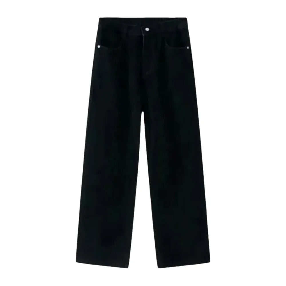 Monochrome Boho Style Men's Jeans - Black