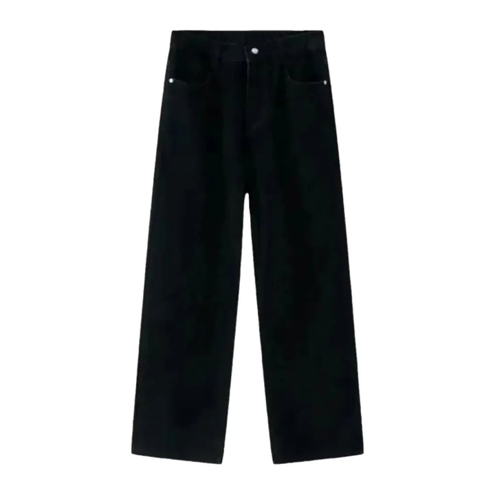 Monochrome Boho Style Men's Jeans - Black