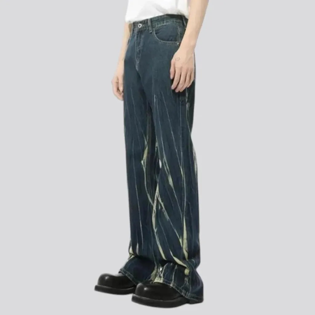 Flared y2k fashion painted baggy men's jeans