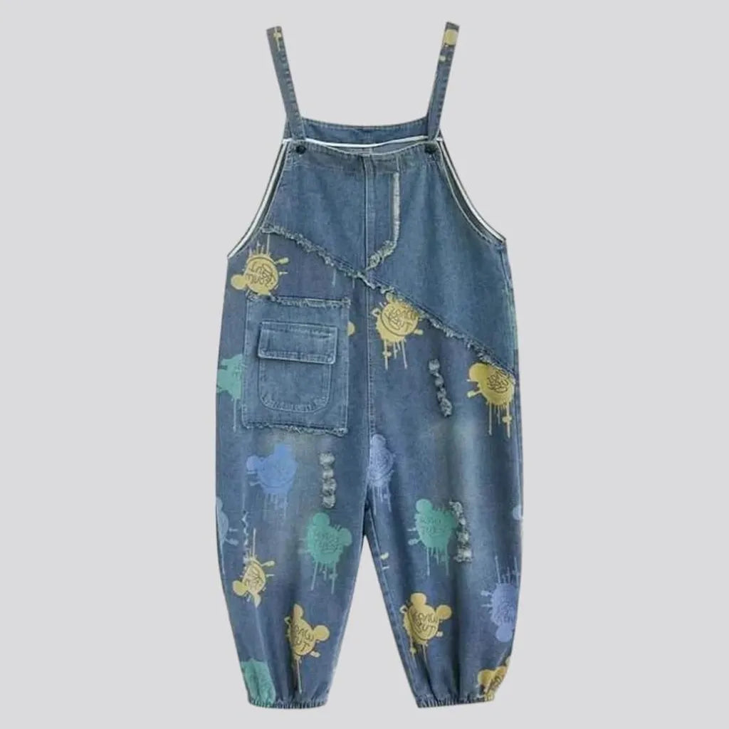 Stylish women's painted jeans dungaree