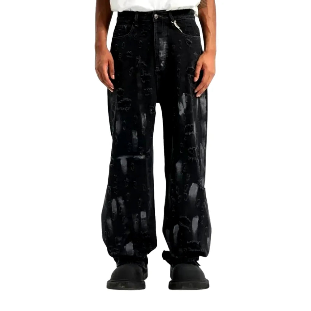 Vintage Style Slouchy Men's Jeans - Black