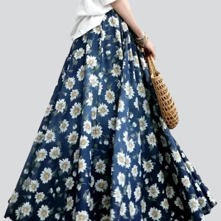 Painted women's denim skirt