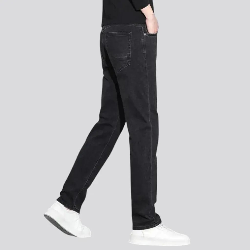 Flexible elastic straight-cut men's jeans