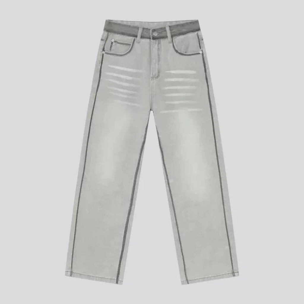 Mid rise straight-cut jeans for men