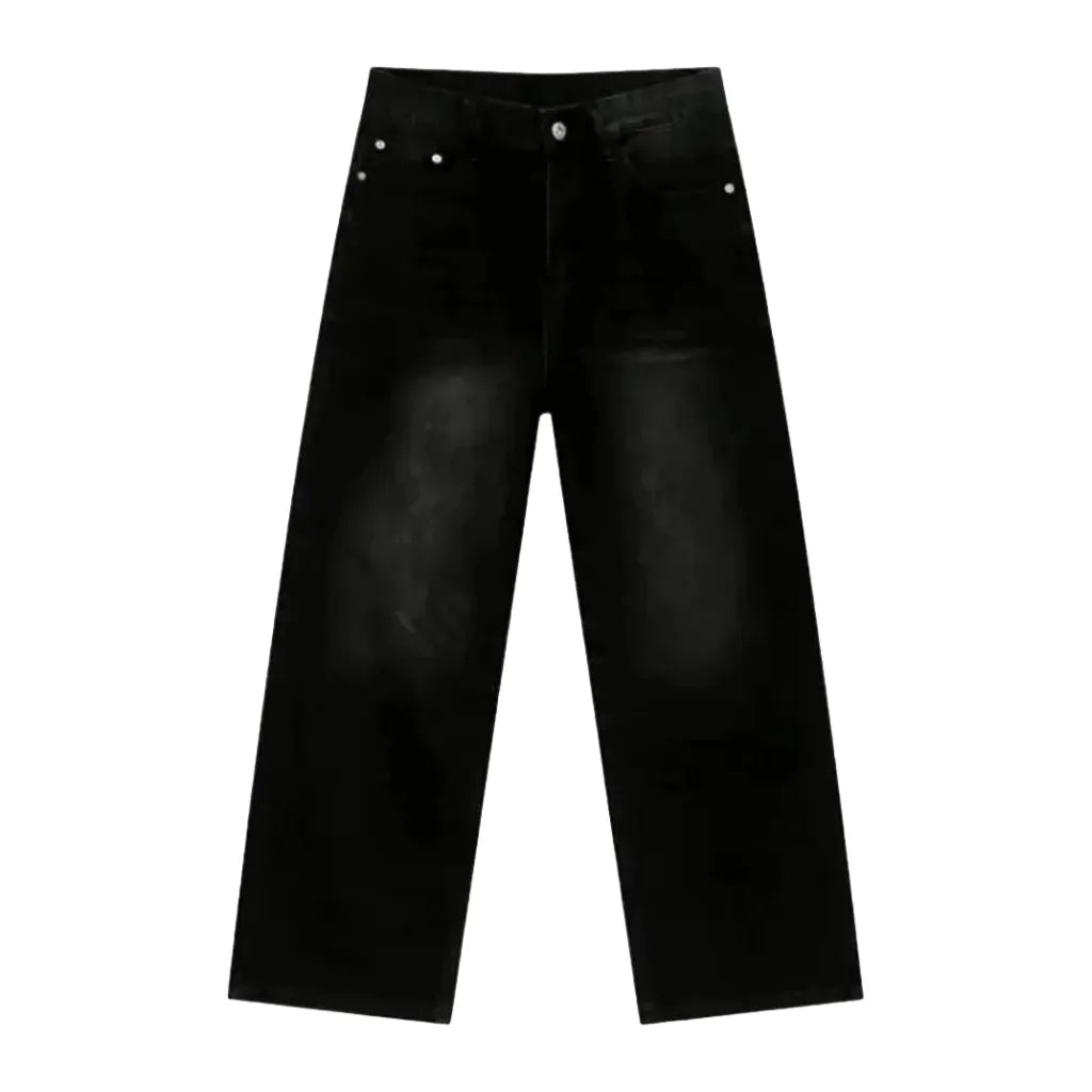 Mid Rise Boho Vintage Men's Jeans - Black