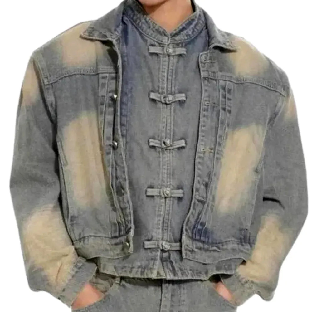 Light Fashion Vintage Men's Denim Jacket - Light Blue