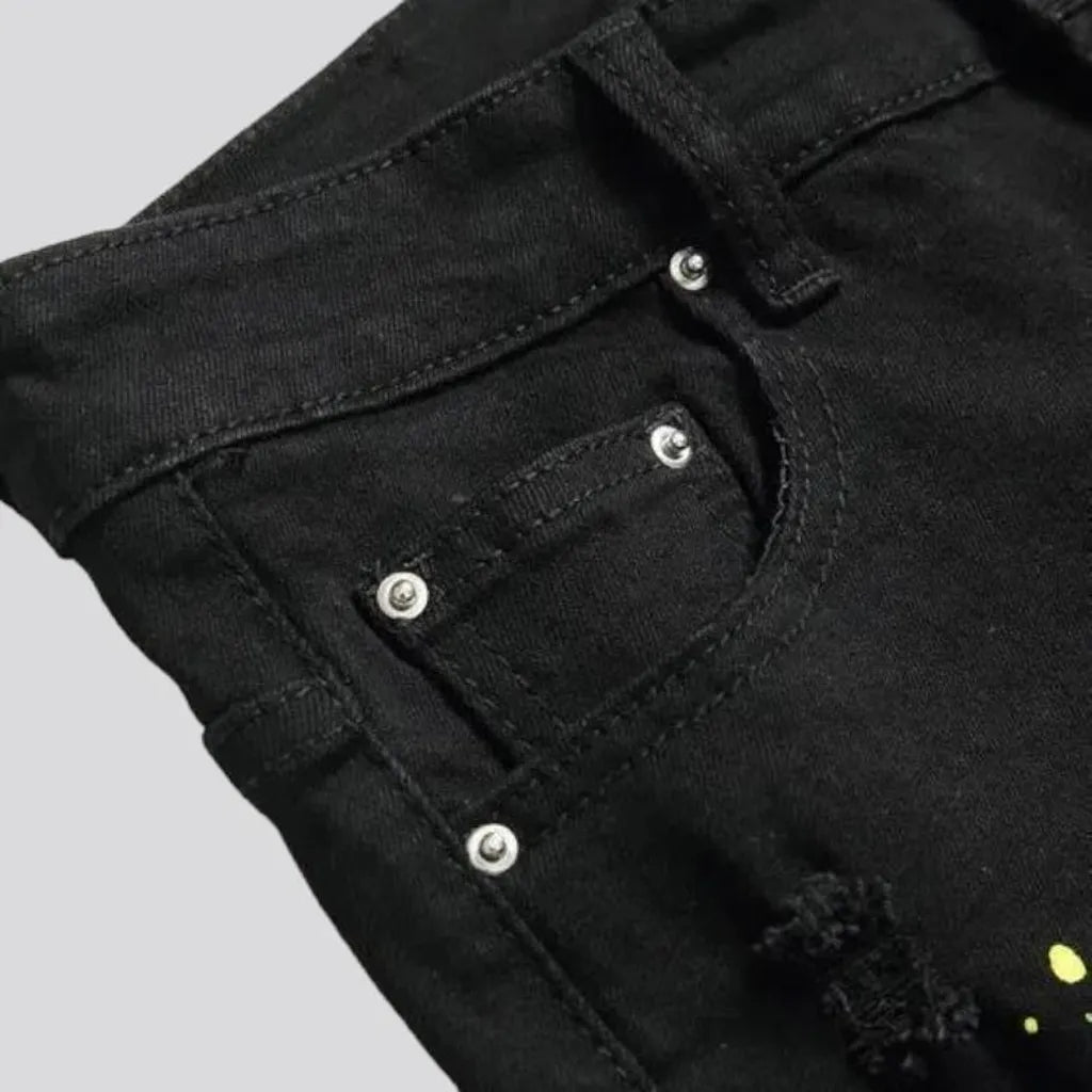 Embellished men's black jeans