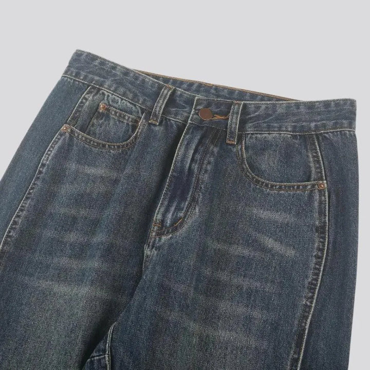 Wide fit faded look men's jeans