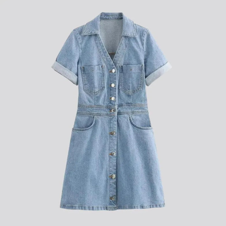 Casual mini denim dress