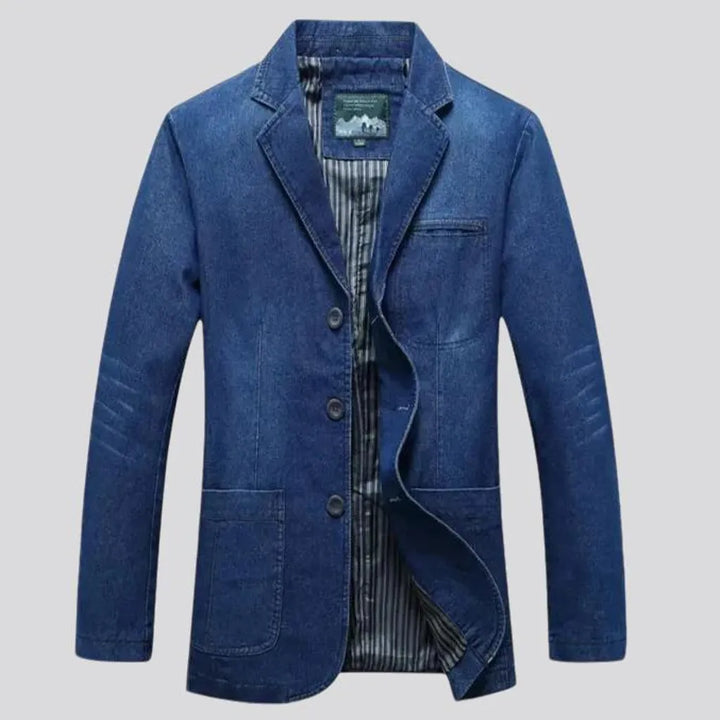 Casual slim-fit men's denim blazer