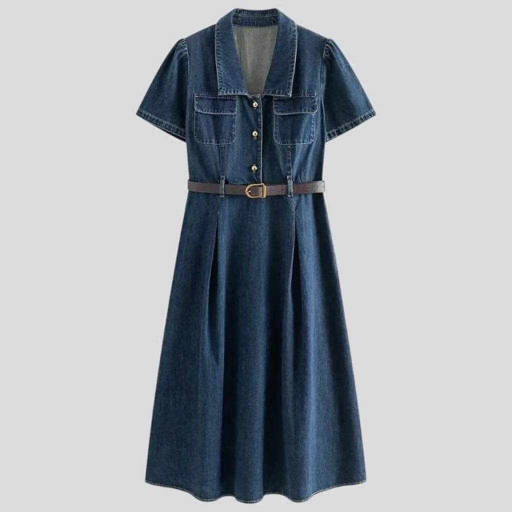 A line casual midi jeans dress