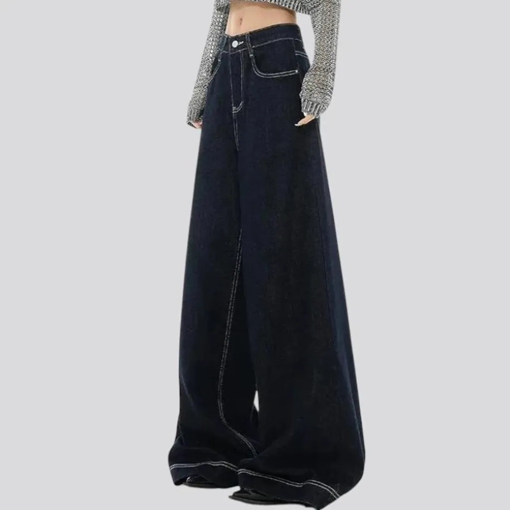 Boho style baggy-fit women's jeans