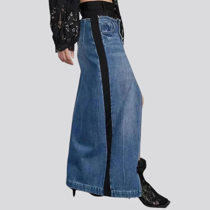 High-rise slit fashion denim skirt