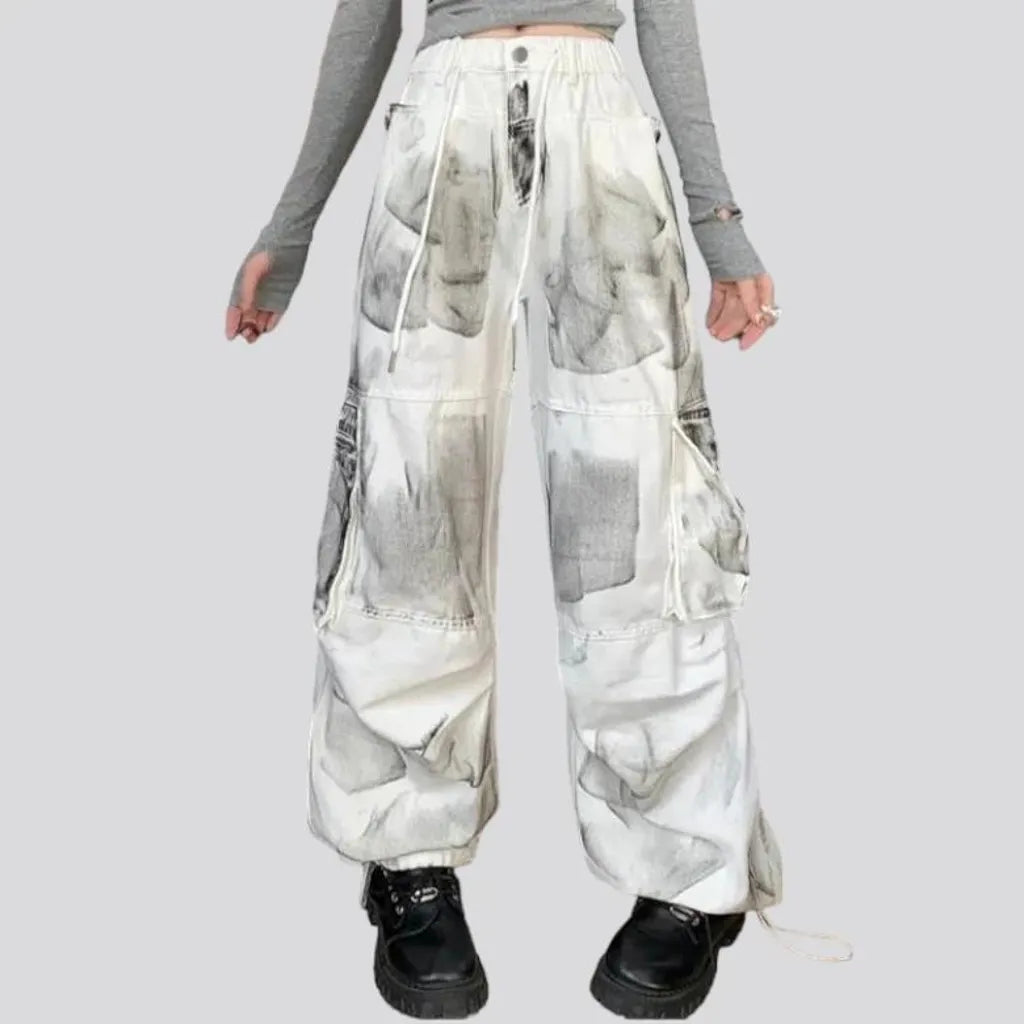 White painted jean pants
 for ladies