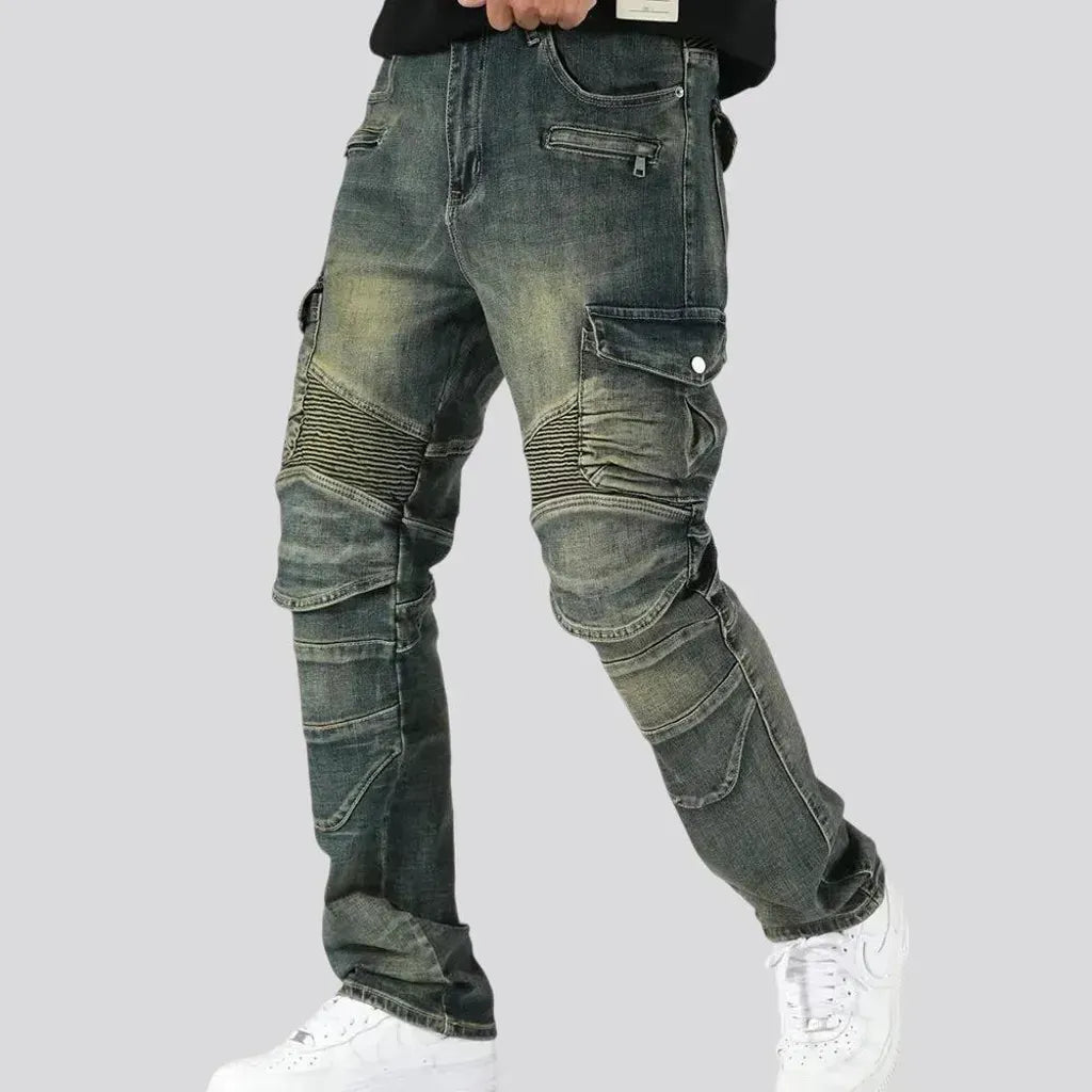 Biker style moto jeans for men