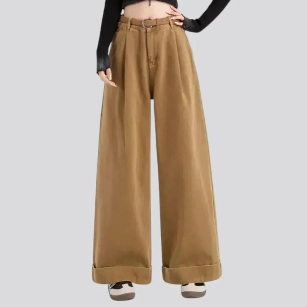 High-waist baggy fit denim pants for women