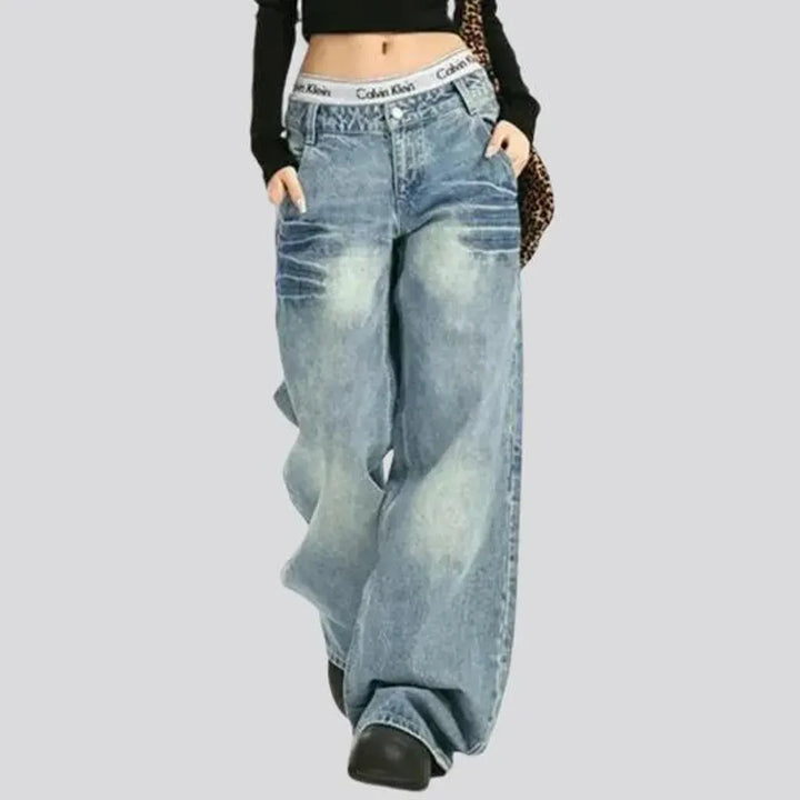 Vintage style high waist jeans for women