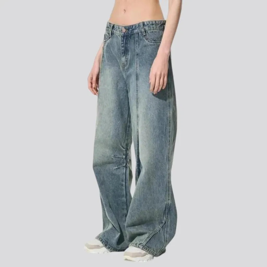 Baggy mid-rise light men's jeans