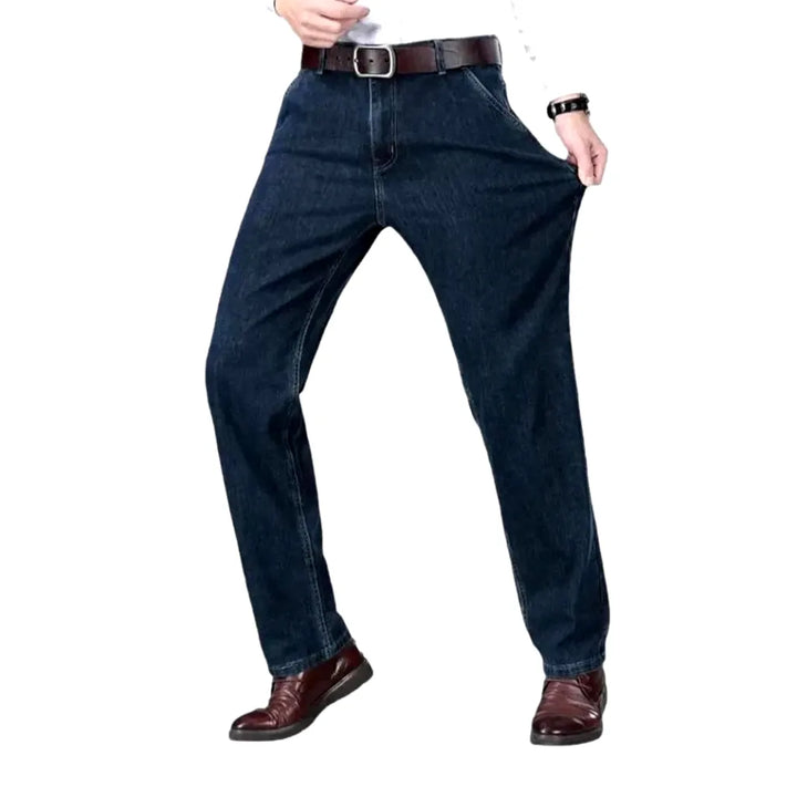 Sanded Vintage Tapered Men's Jeans - Dark Blue