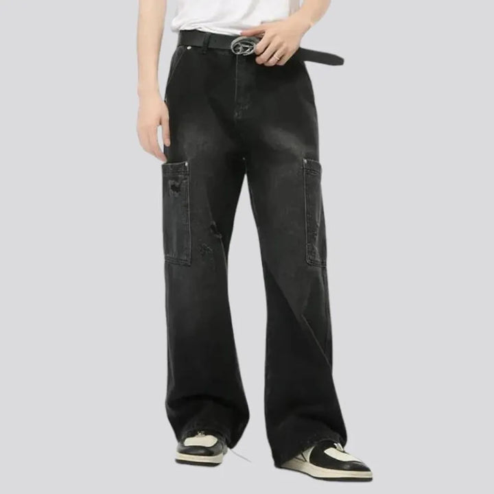 Mid rise grunge street style men's jeans