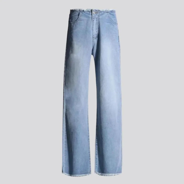 Raw-edges women's light-wash jeans