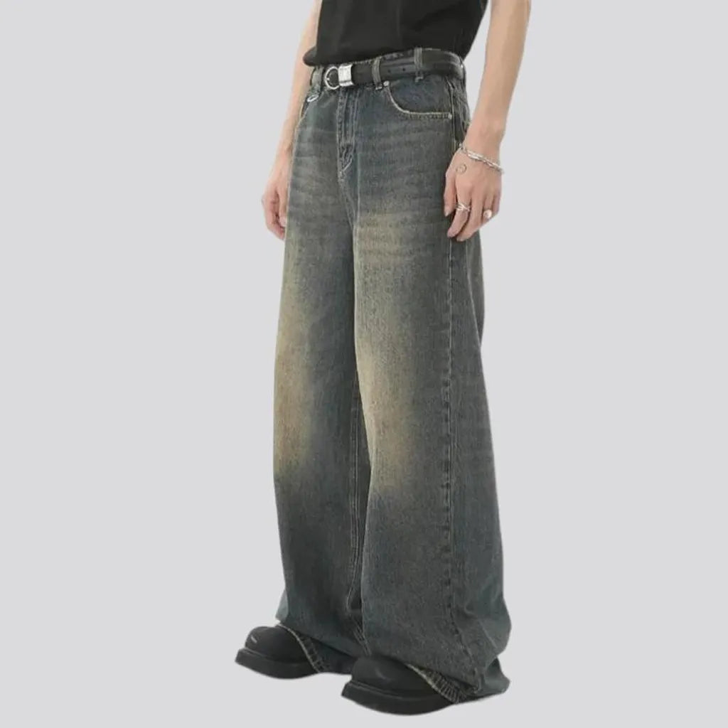 Baggy men's aged jeans