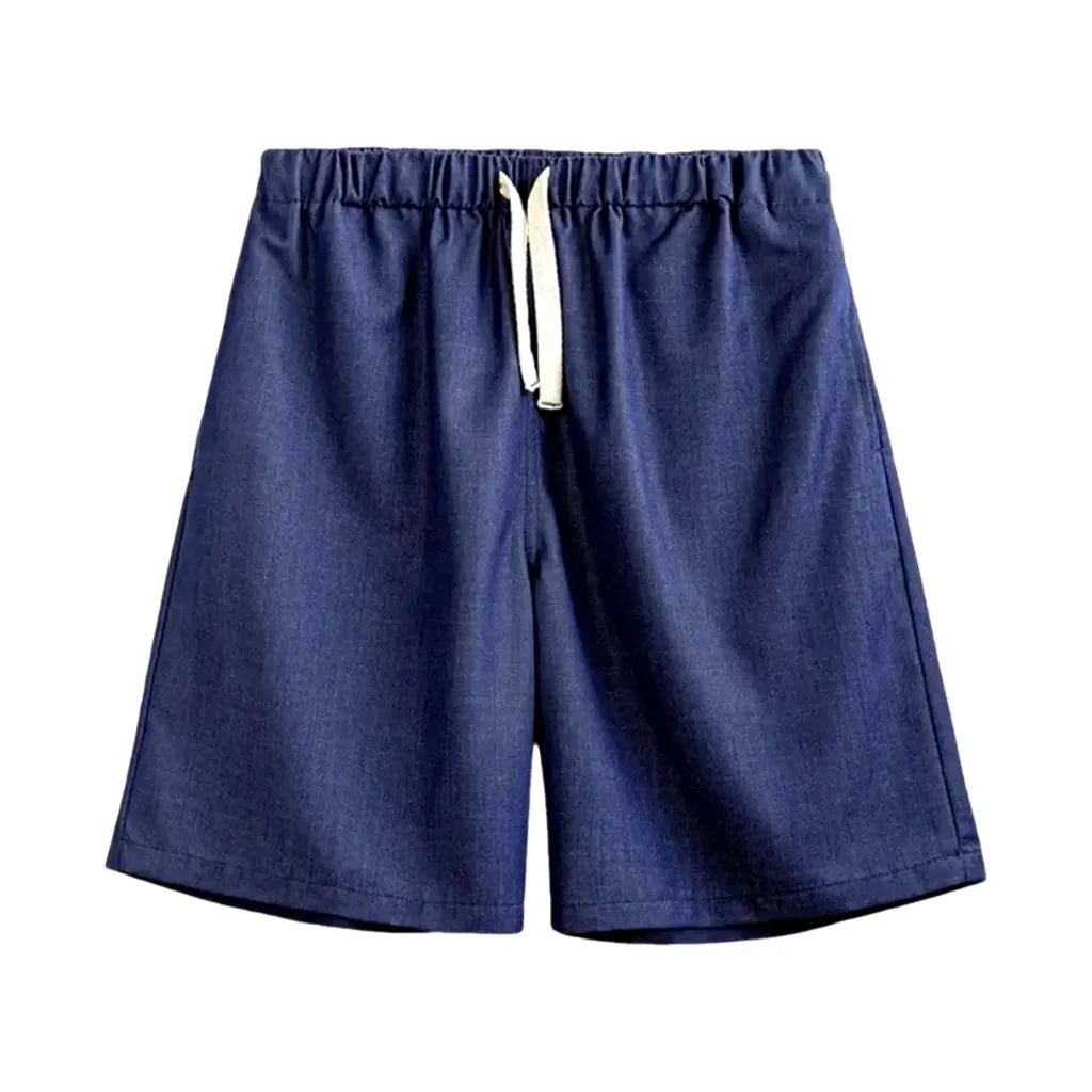 Casual Mid Rise Men's Denim Joggers Shorts - Dark Blue