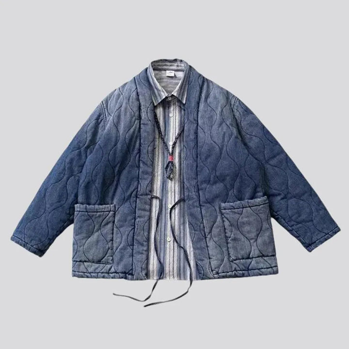 Casual medium wash men's jean chore jacket