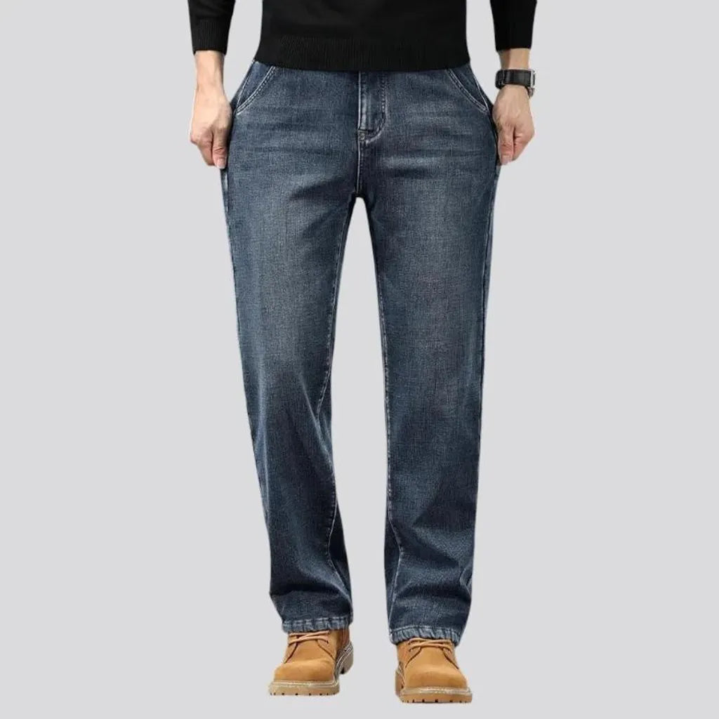 Straight fit dark faded men's jeans