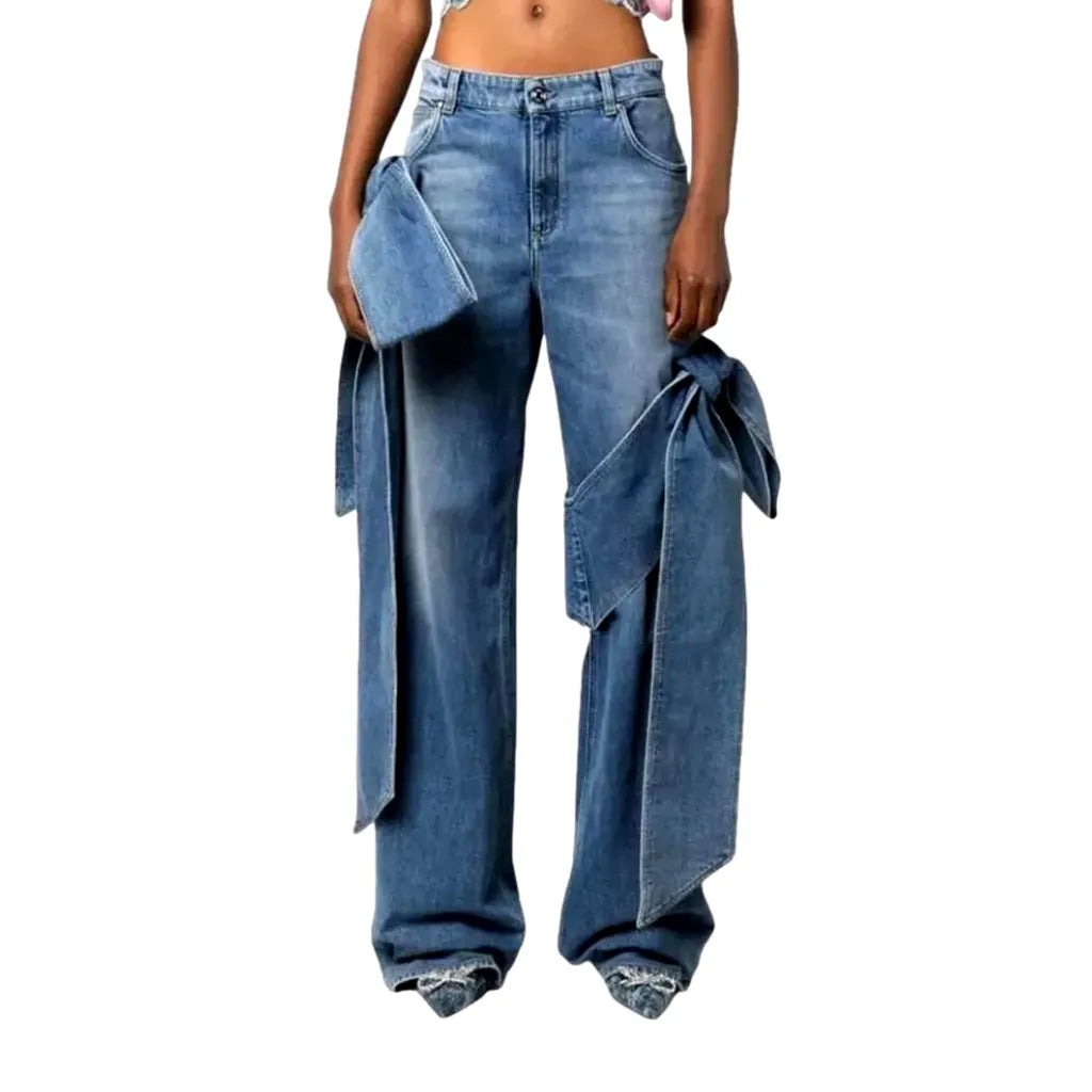 Boho Style High Rise Jeans for Women - Blue