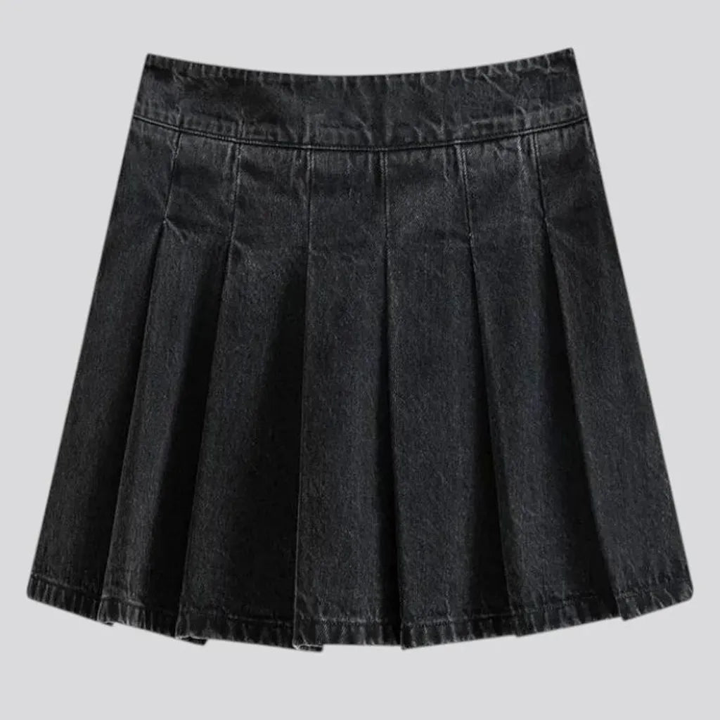 Casual plaited high rise jean skirt